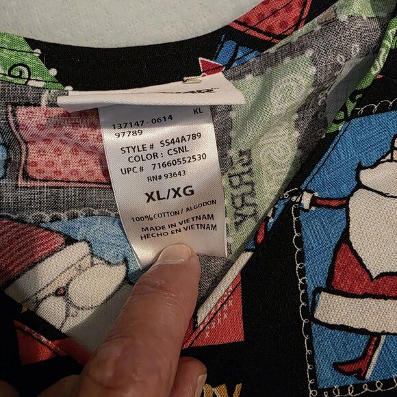 Scrubstar Christmas Holiday Santa Frosty Scrub Top XL XG 100% Cotton - Picture 5 of 12